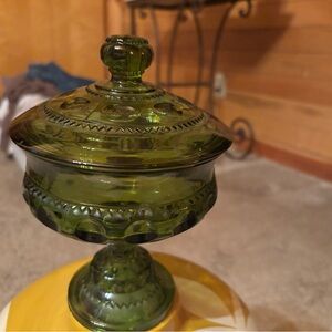 Elegant Green Glass Candy Dish